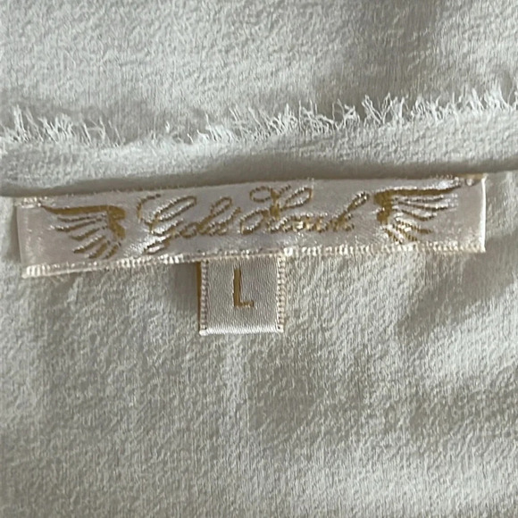 Gold Hawk 100% Silk Georgette Layered Tank Tunic in Ivory - Size Large - Picture 5 of 8